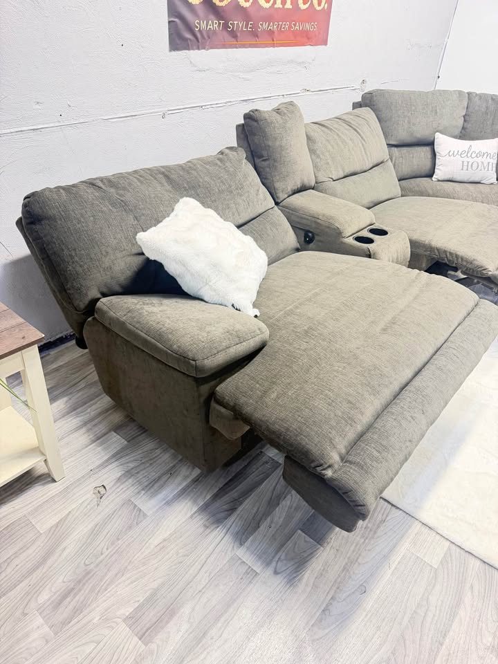 Ashley Furniture Brown Modular Power Reclining Sectional Couch