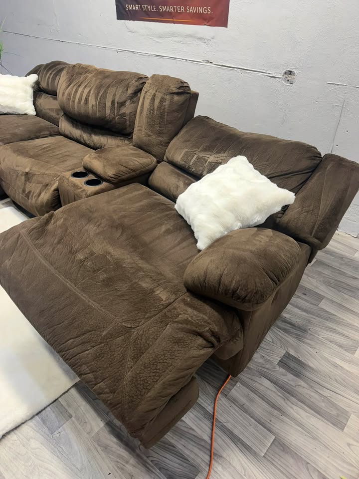 Ashley Furniture Brown 4 Piece Reclining Sectional Couch