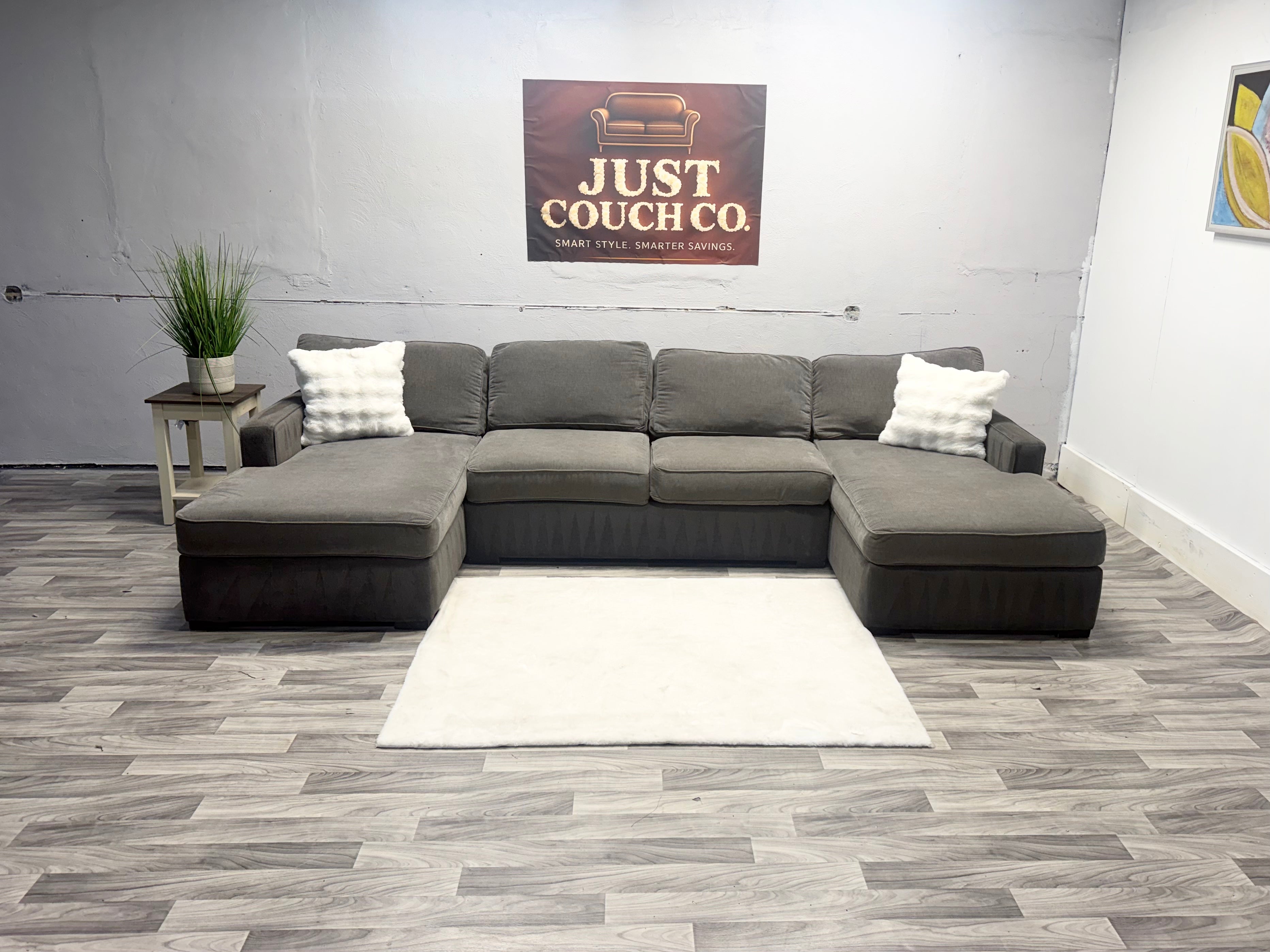 Raymour & Flanigan Gray Double Chase Sectional Couch