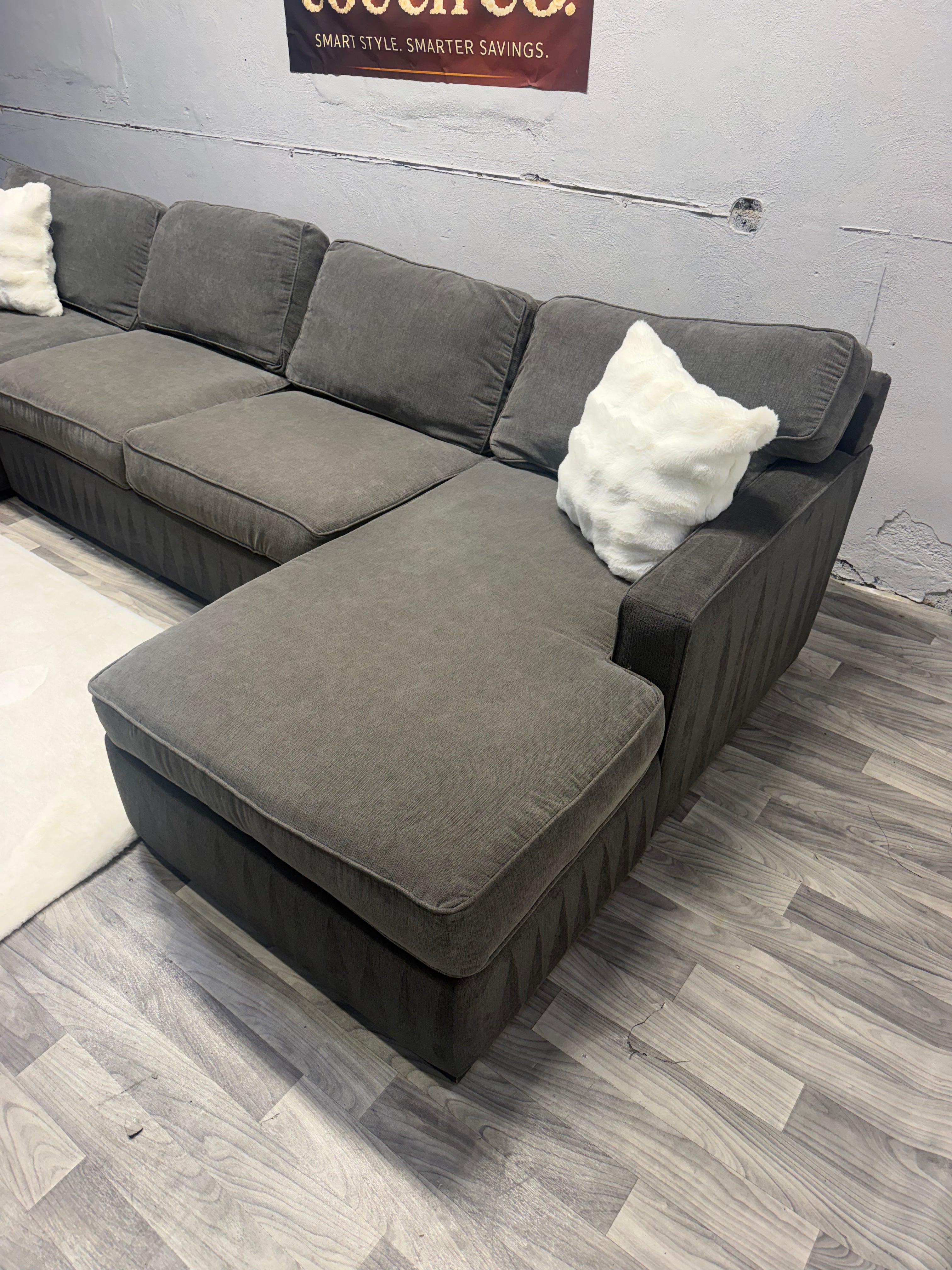 Raymour & Flanigan Gray Double Chase Sectional Couch