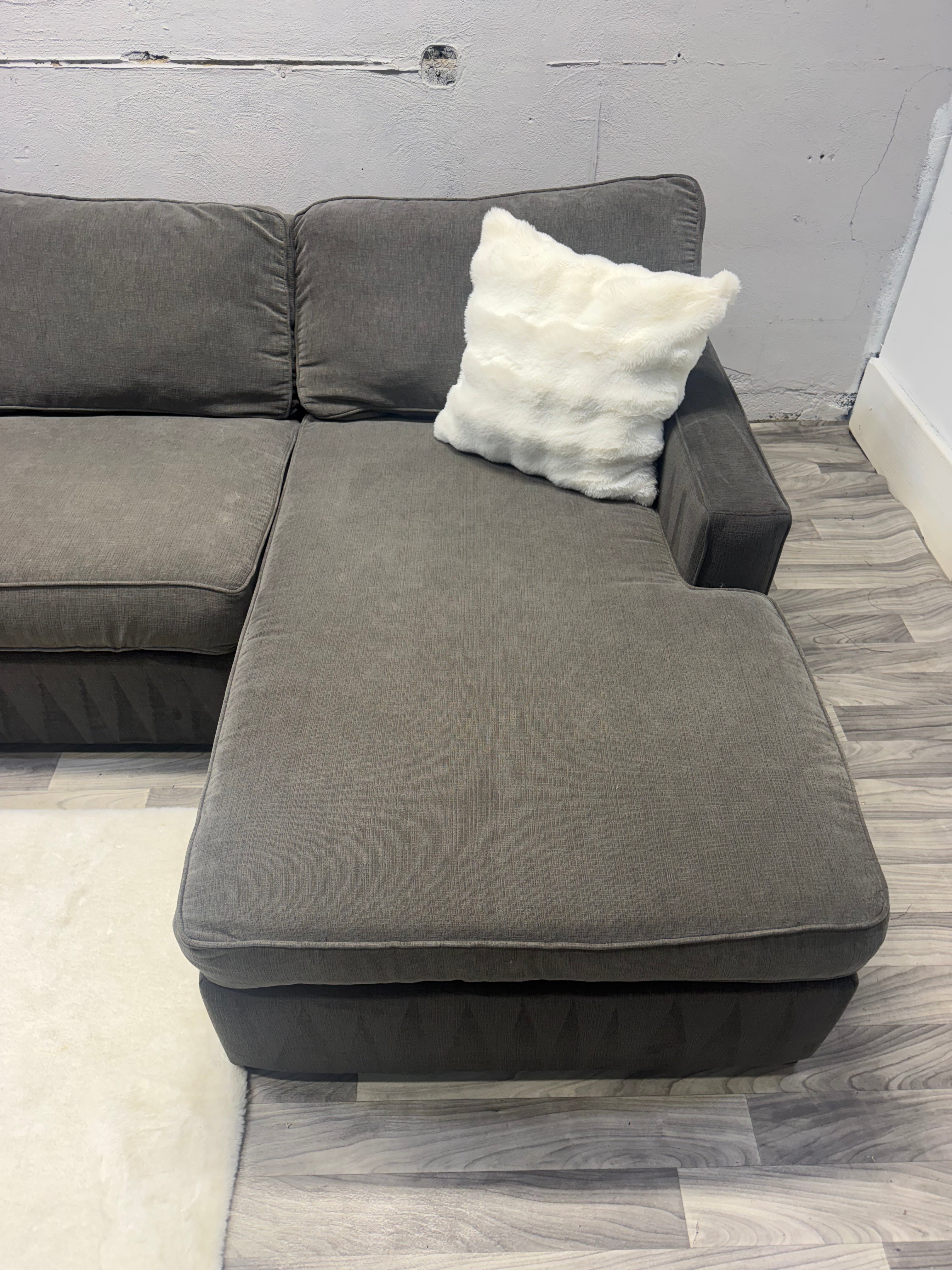 Raymour & Flanigan Gray Double Chase Sectional Couch