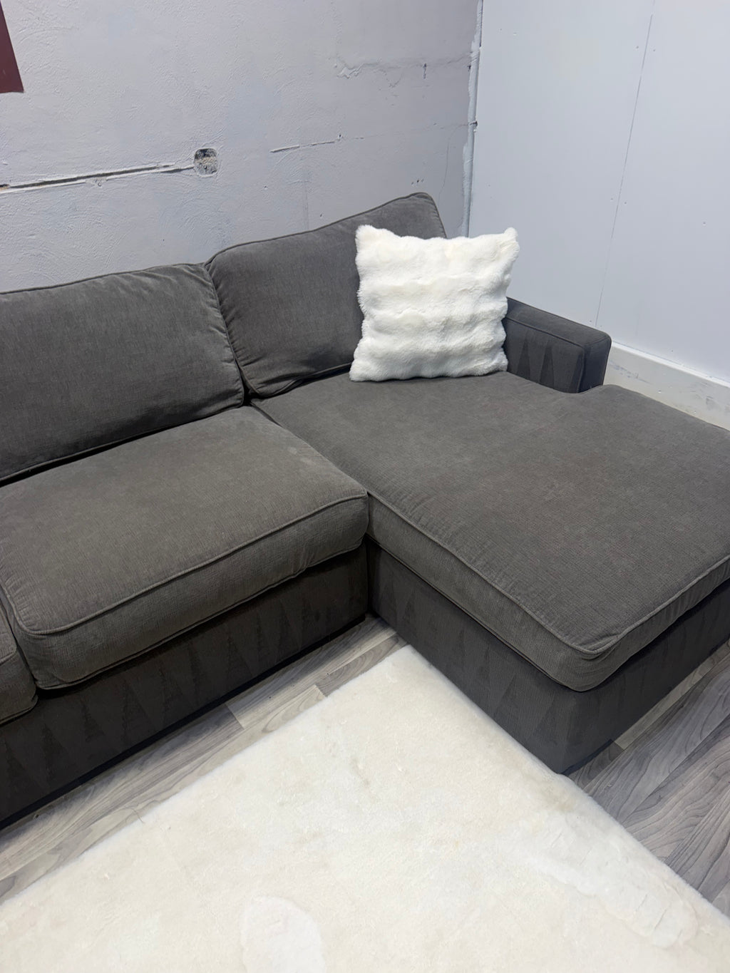 Raymour & Flanigan Gray Double Chase Sectional Couch