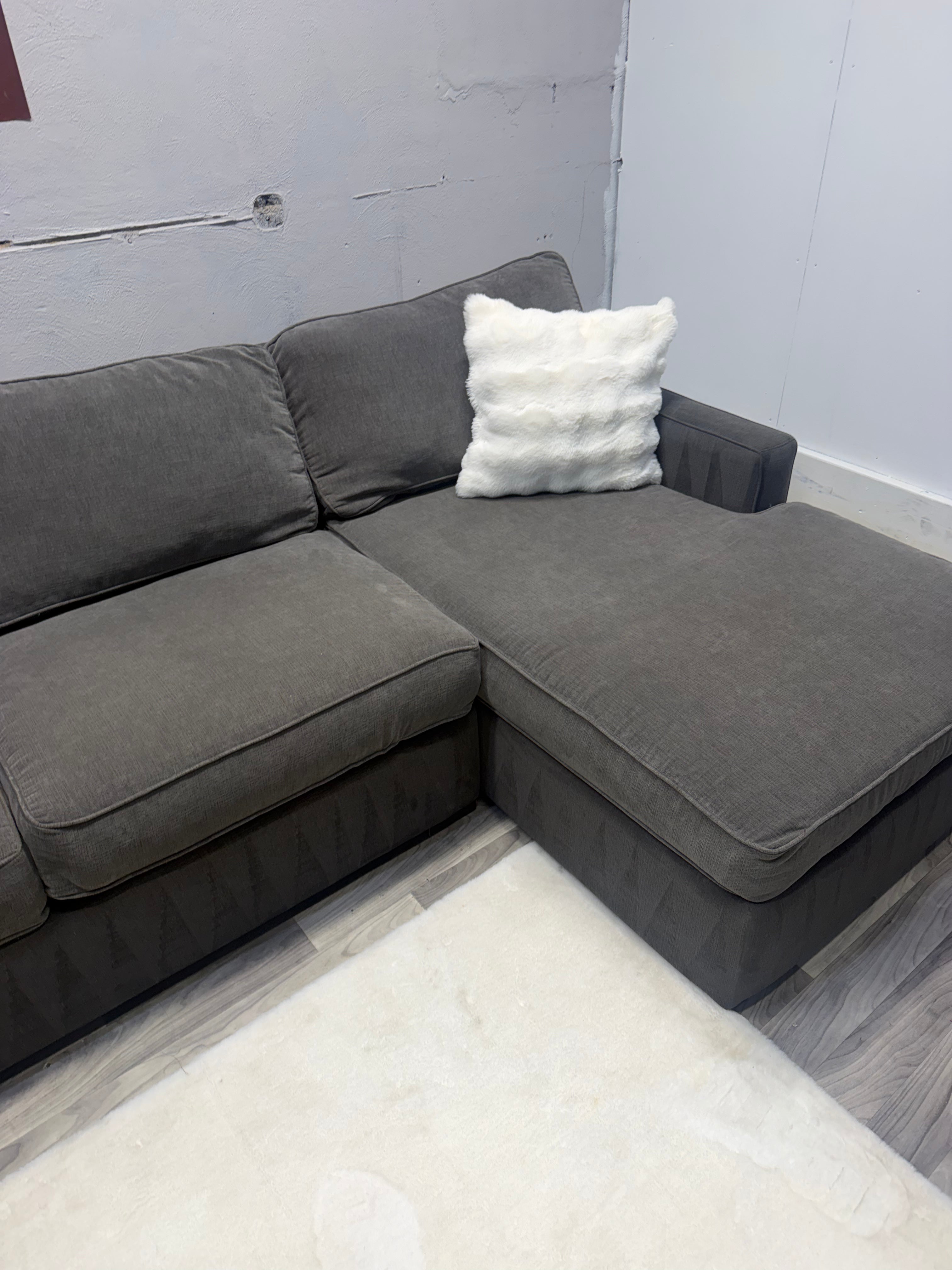 Raymour & Flanigan Gray Double Chase Sectional Couch