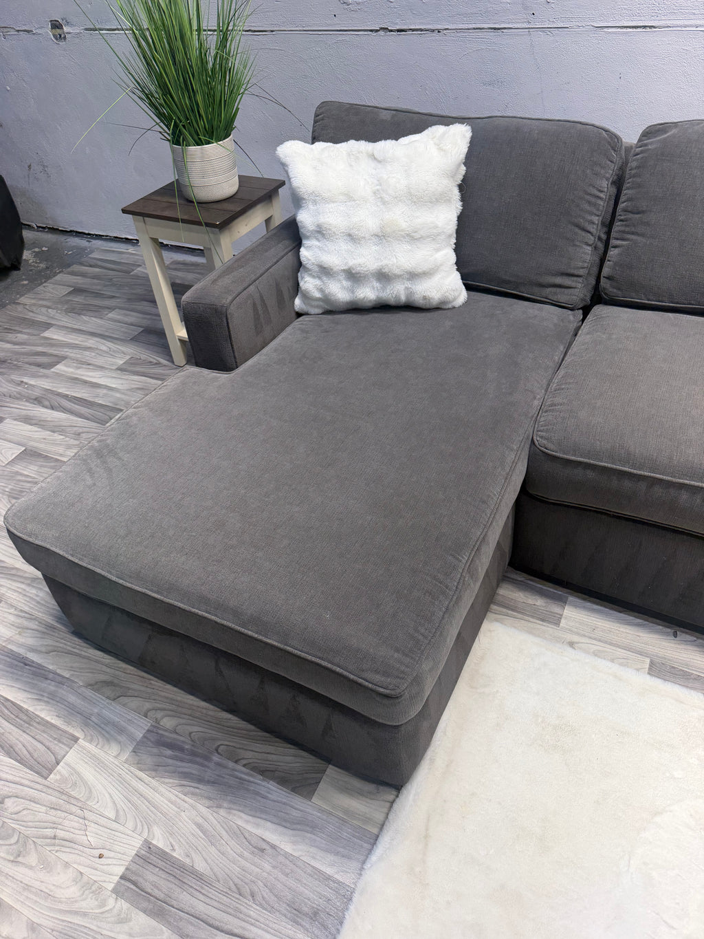 Raymour & Flanigan Gray Double Chase Sectional Couch