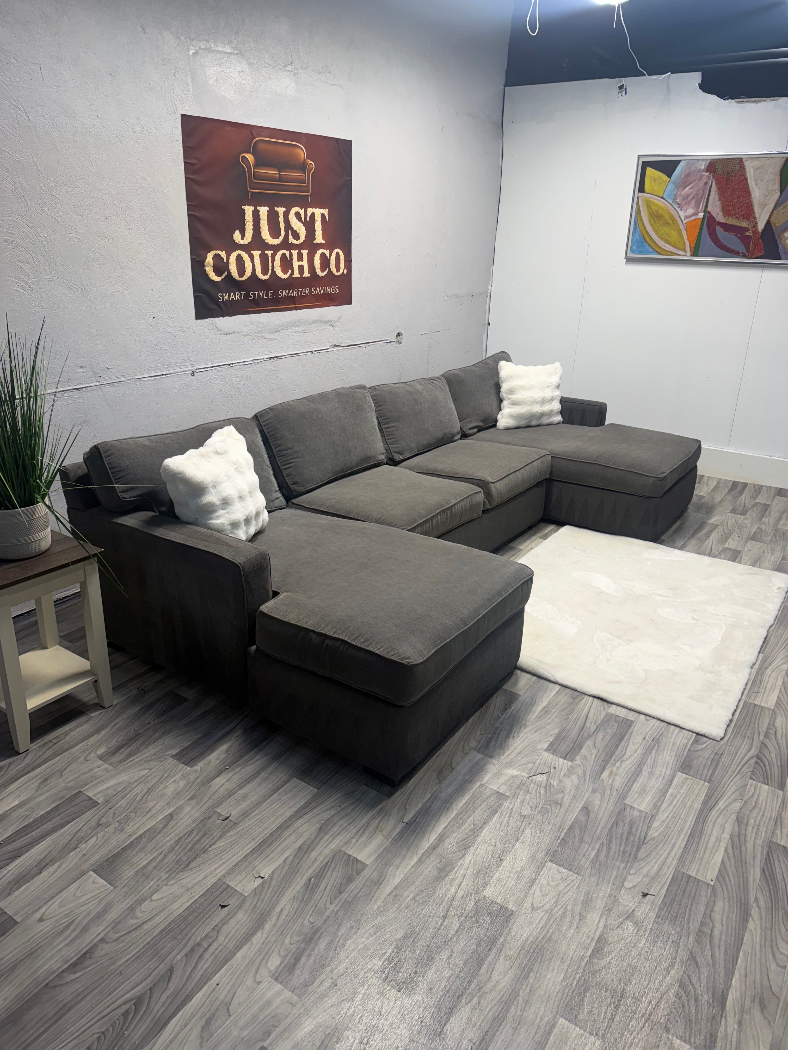 Raymour & Flanigan Gray Double Chase Sectional Couch