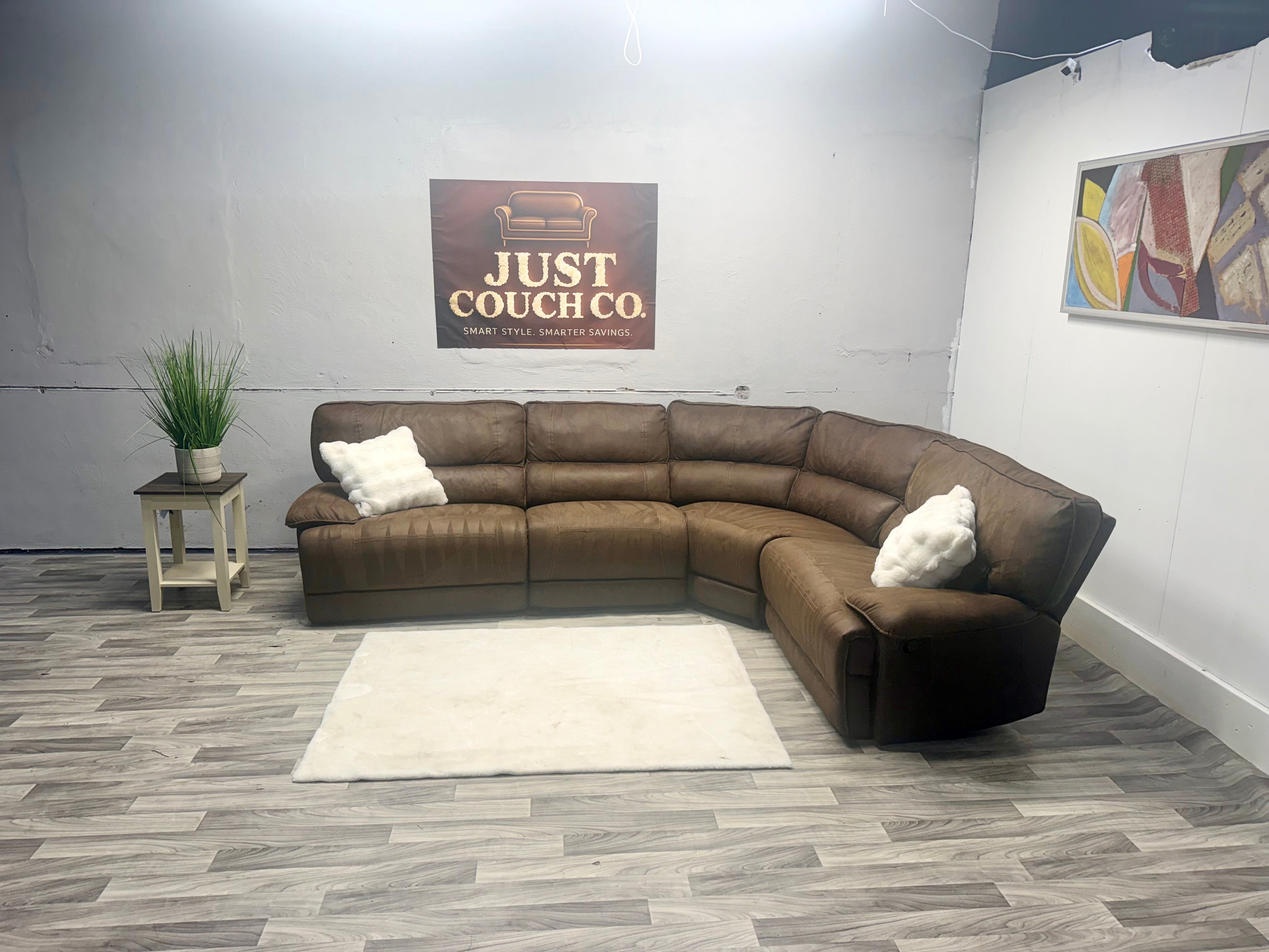 Raymour & Flanigan Brown Manual Reclining Sectional Couch