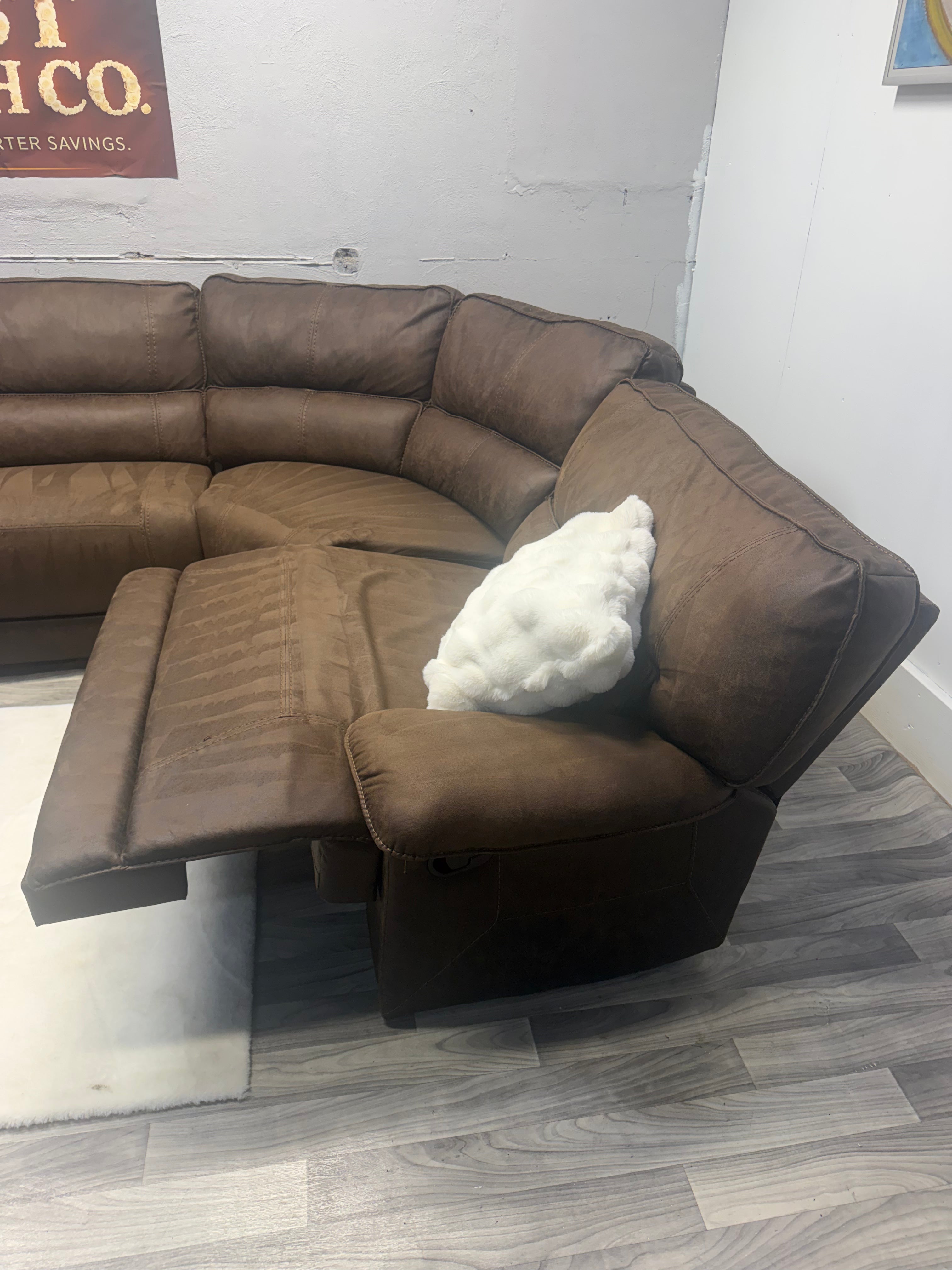 Raymour & Flanigan Brown Manual Reclining Sectional Couch
