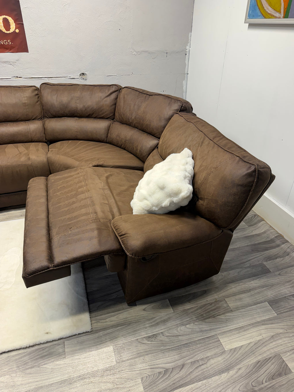 Raymour & Flanigan Brown Manual Reclining Sectional Couch