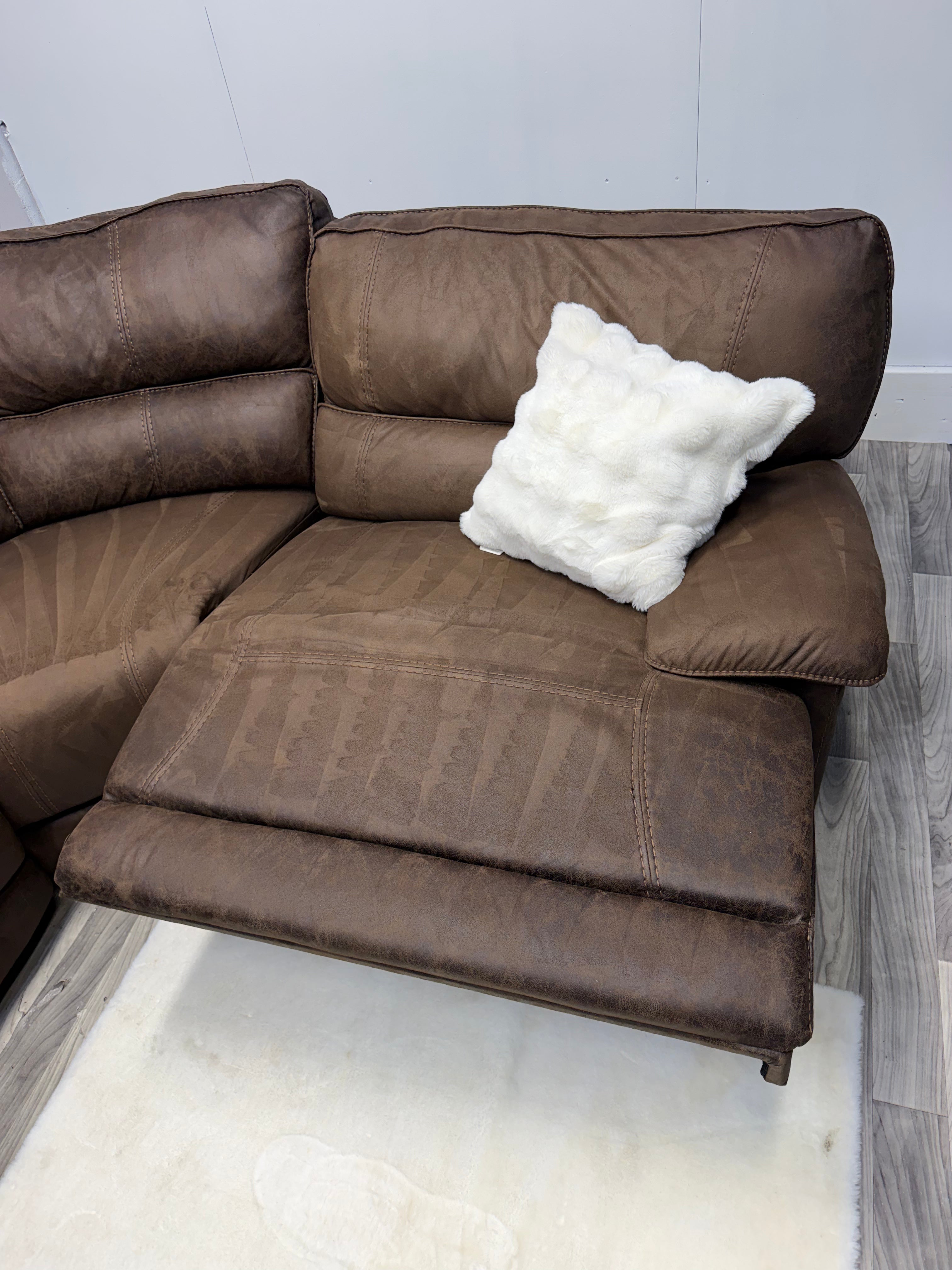 Raymour & Flanigan Brown Manual Reclining Sectional Couch
