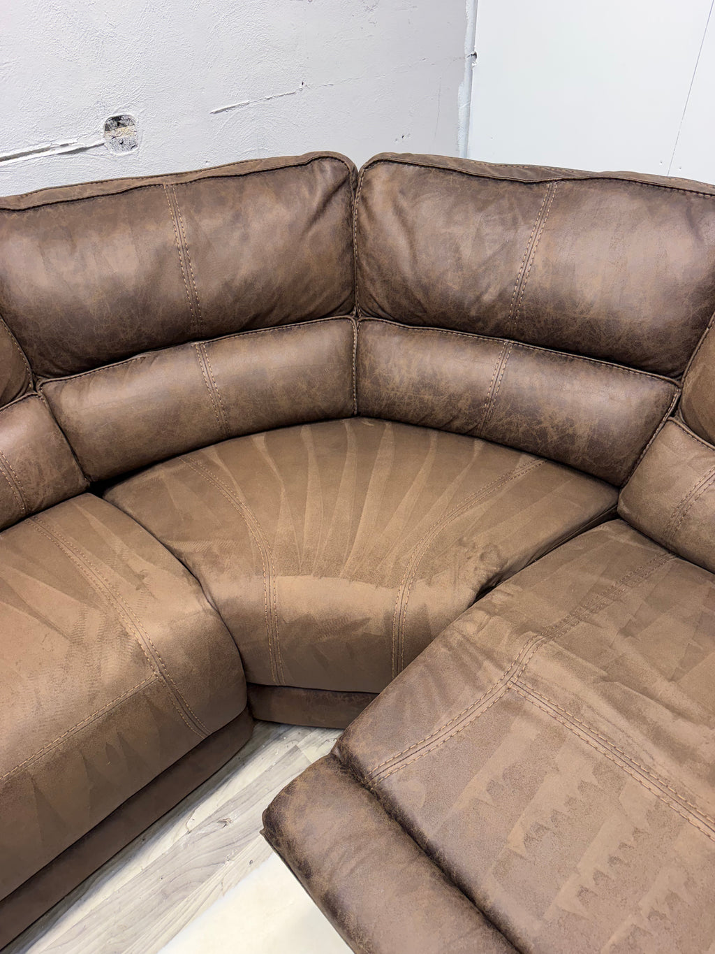 Raymour & Flanigan Brown Manual Reclining Sectional Couch
