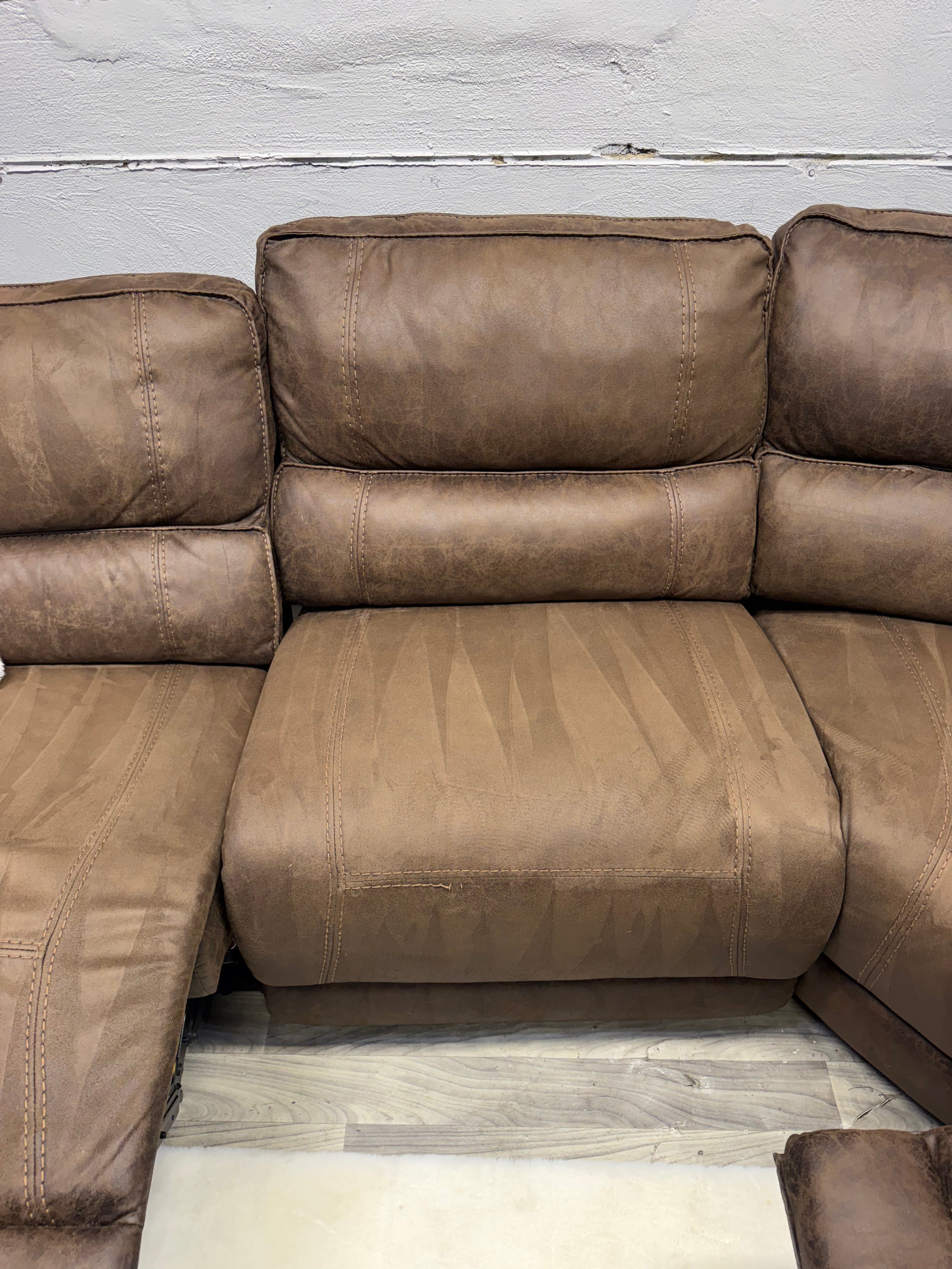 Raymour & Flanigan Brown Manual Reclining Sectional Couch