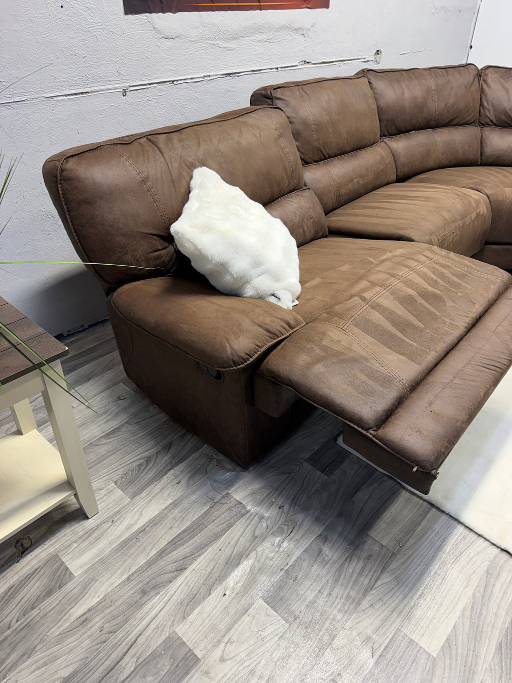 Raymour & Flanigan Brown Manual Reclining Sectional Couch