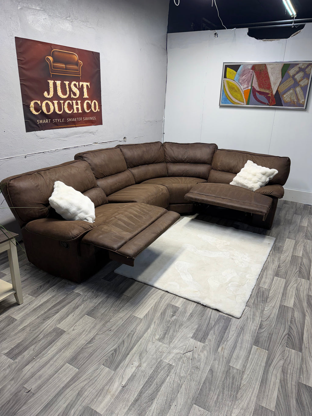 Raymour & Flanigan Brown Manual Reclining Sectional Couch