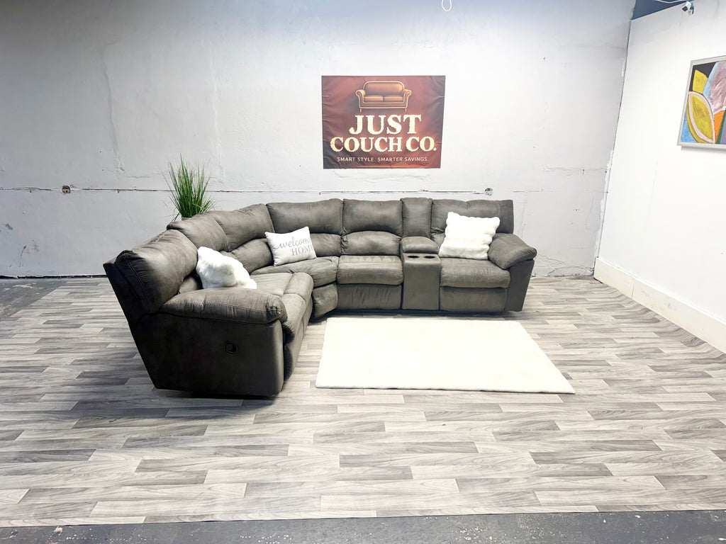 Ashley Furniture Tamboo Gray Reclining Sectional Couch