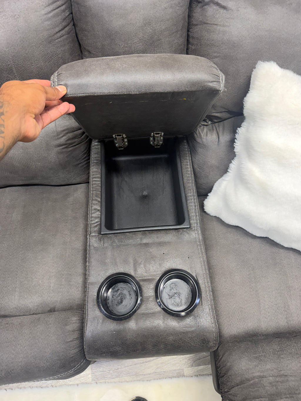 Ashley Furniture Tamboo Gray Reclining Sectional Couch