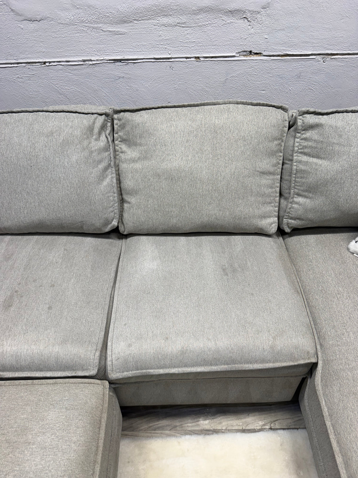 Bobs Furniture Gray 4 Piece Sectional Couch With Storage And Pullout Bed