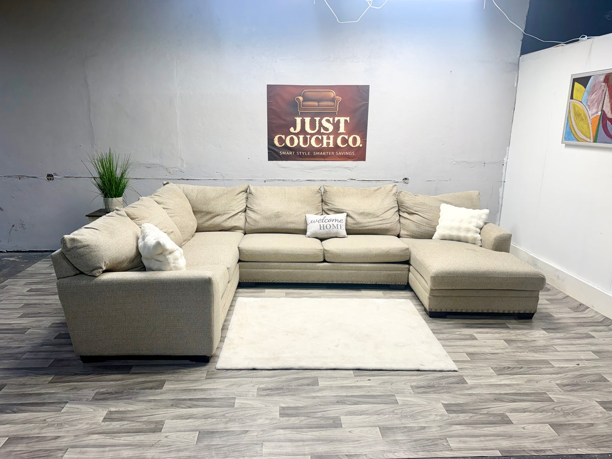 Bobs Furniture Beige 4 Piece Sectional Couch