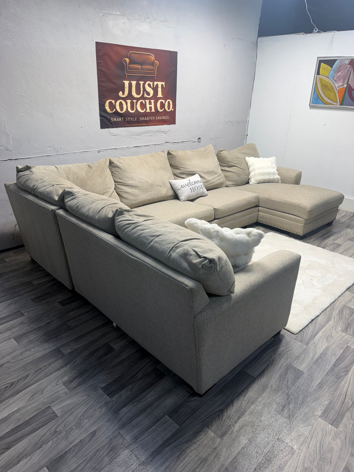 Bobs Furniture Beige 4 Piece Sectional Couch