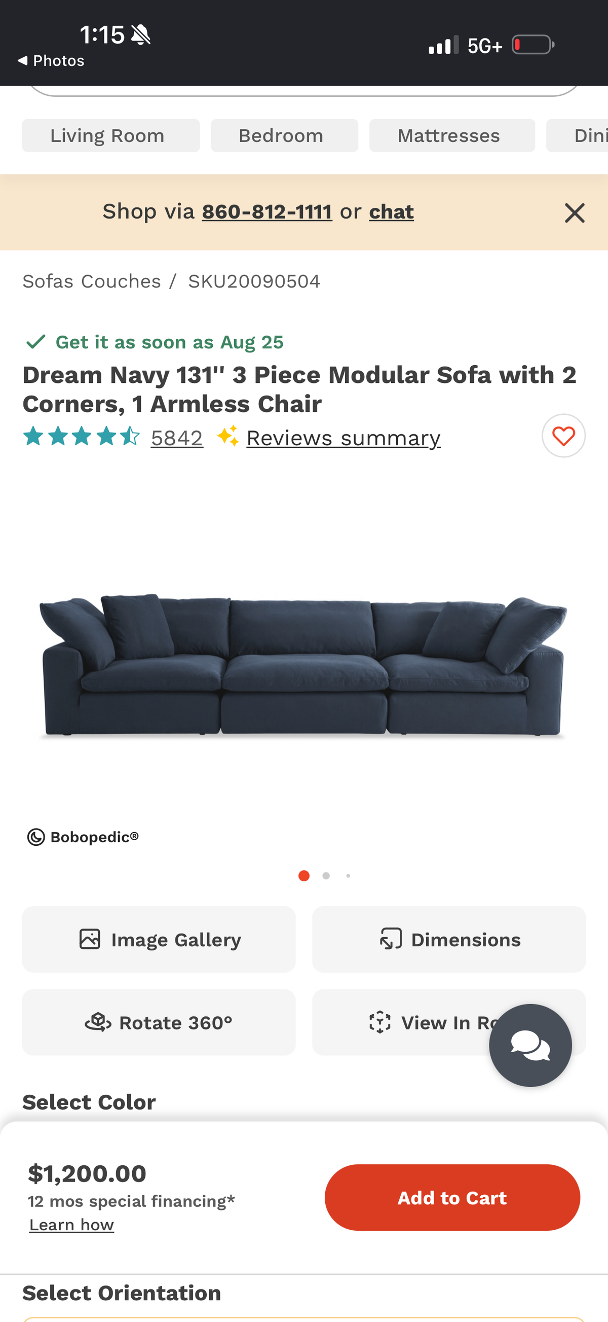 Bobs Furniture 3 Piece Modular Cloud Couch