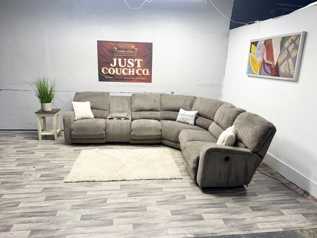 Ashley Furniture Gray Power Reclining Sectional Couch With Massage And Heat