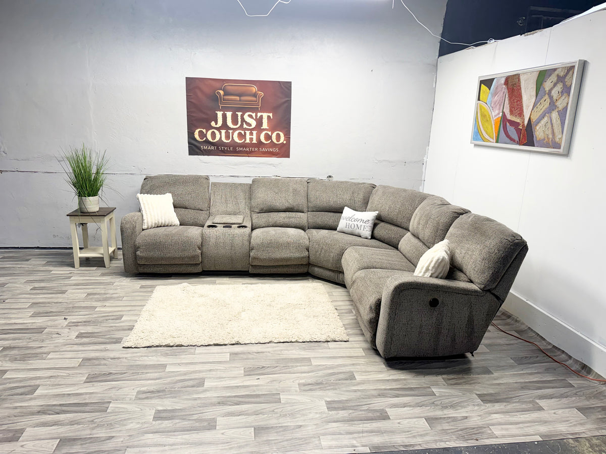 Ashley Furniture Gray Power Reclining Sectional Couch With Massage And Heat
