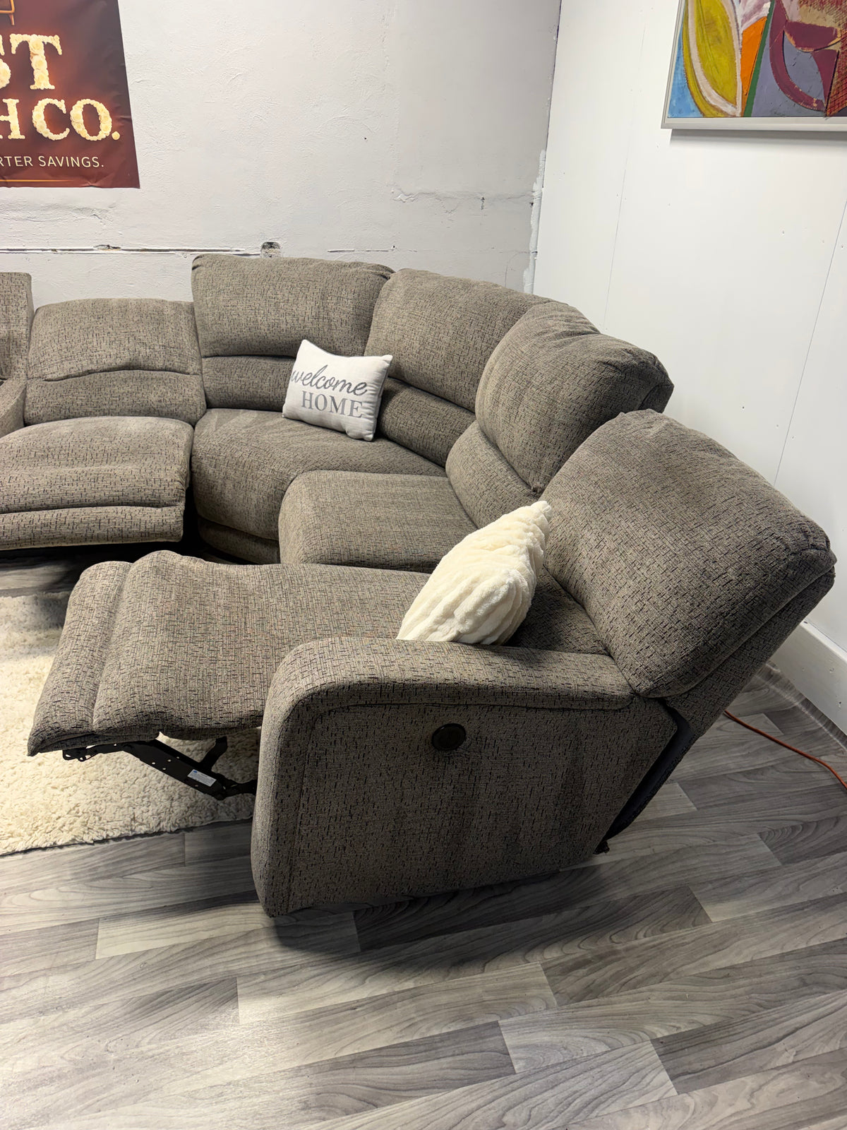 Ashley Furniture Gray Power Reclining Sectional Couch With Massage And Heat