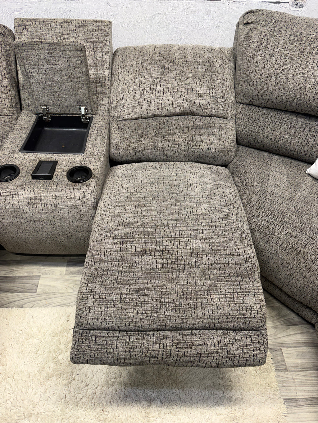 Ashley Furniture Gray Power Reclining Sectional Couch With Massage And Heat