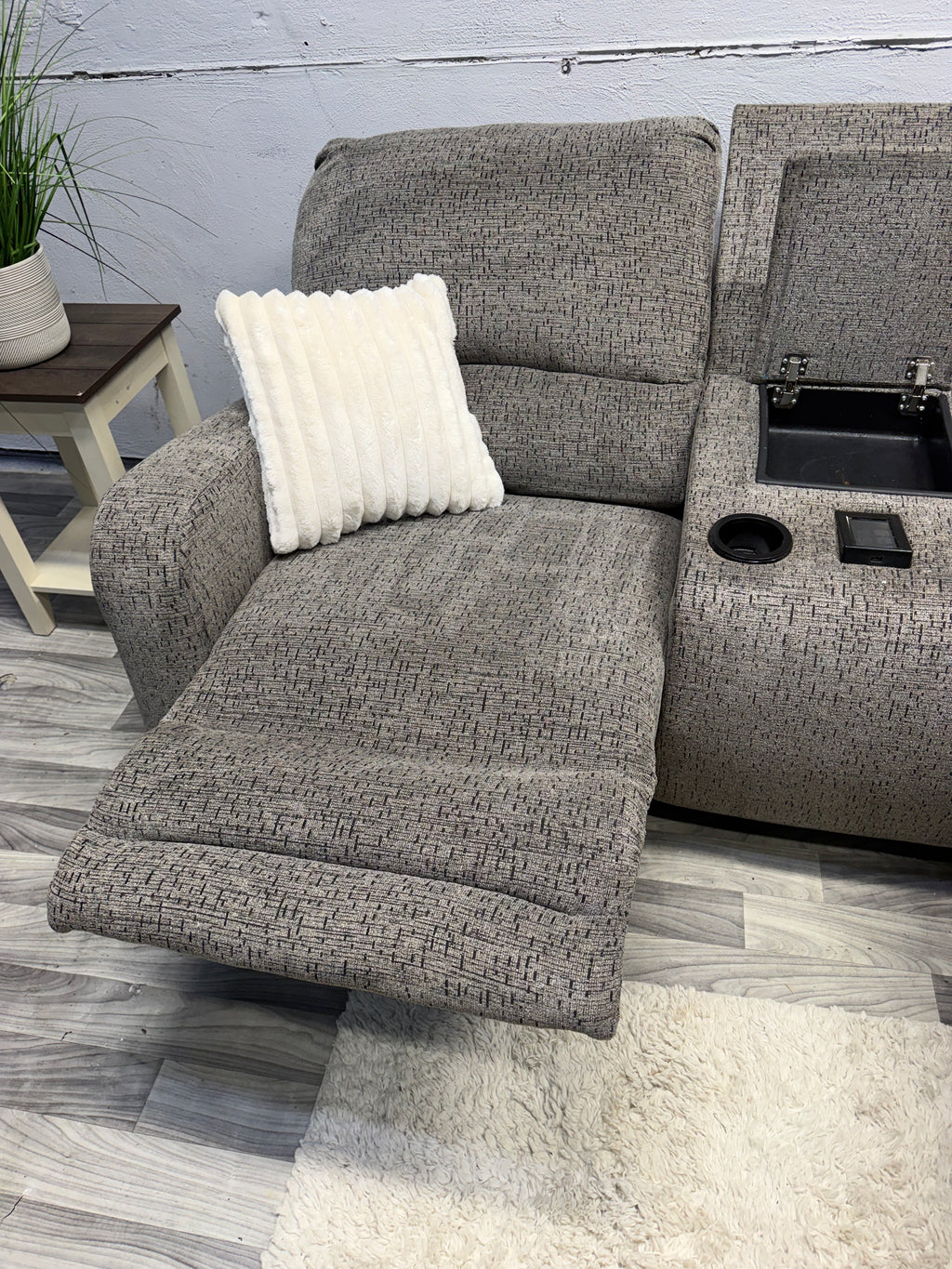 Ashley Furniture Gray Power Reclining Sectional Couch With Massage And Heat