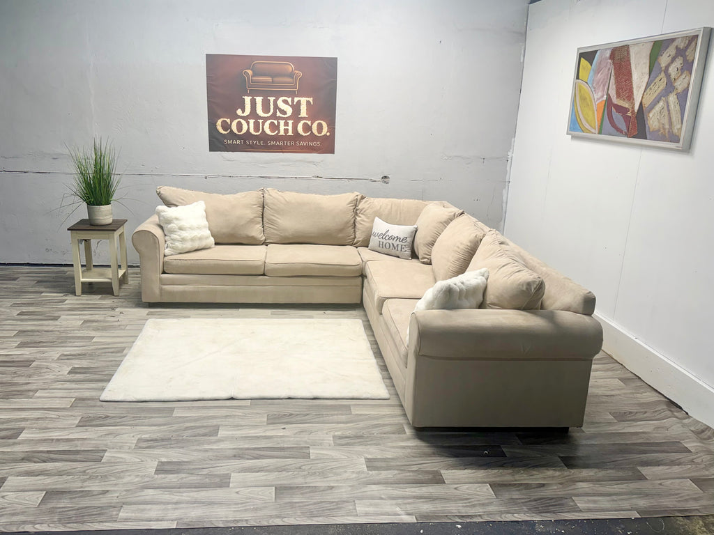 Bobs Furniture Tan 3 Piece Sectional Couch