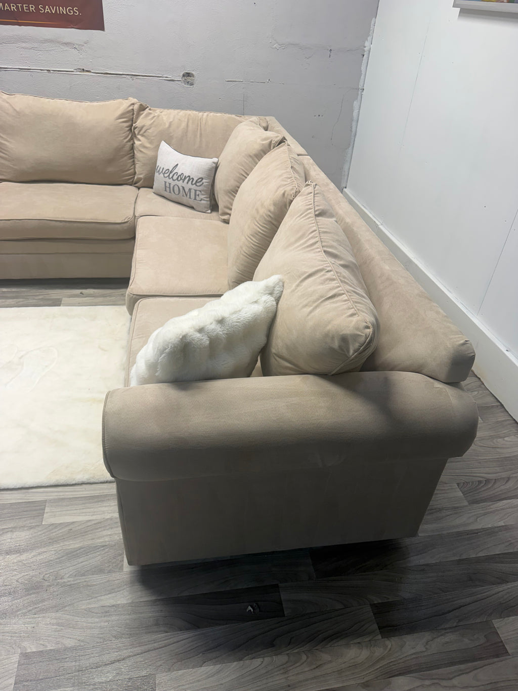 Bobs Furniture Tan 3 Piece Sectional Couch