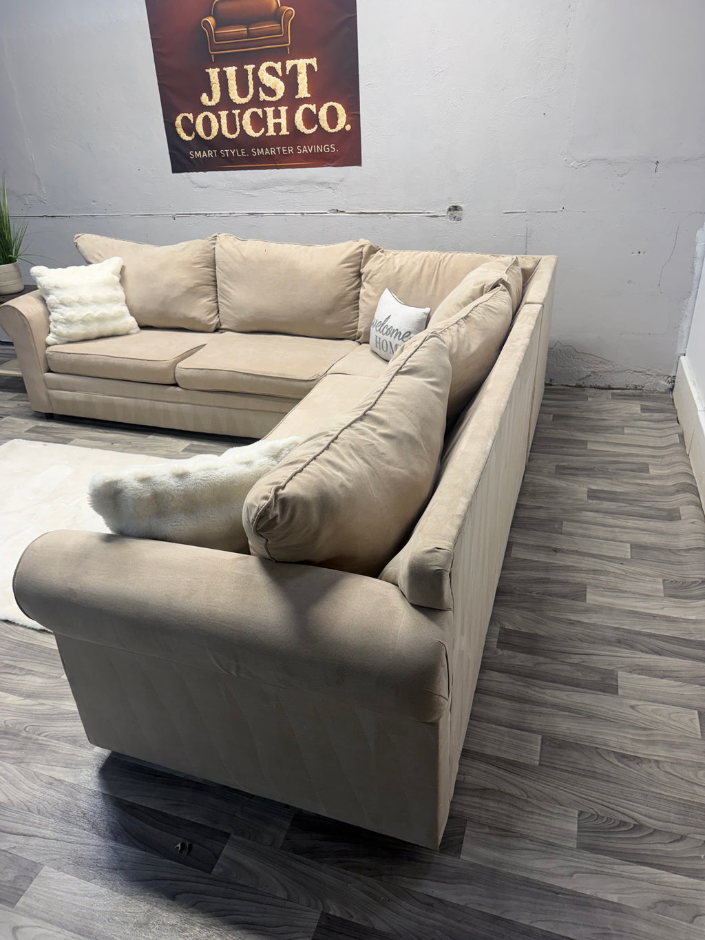 Bobs Furniture Tan 3 Piece Sectional Couch