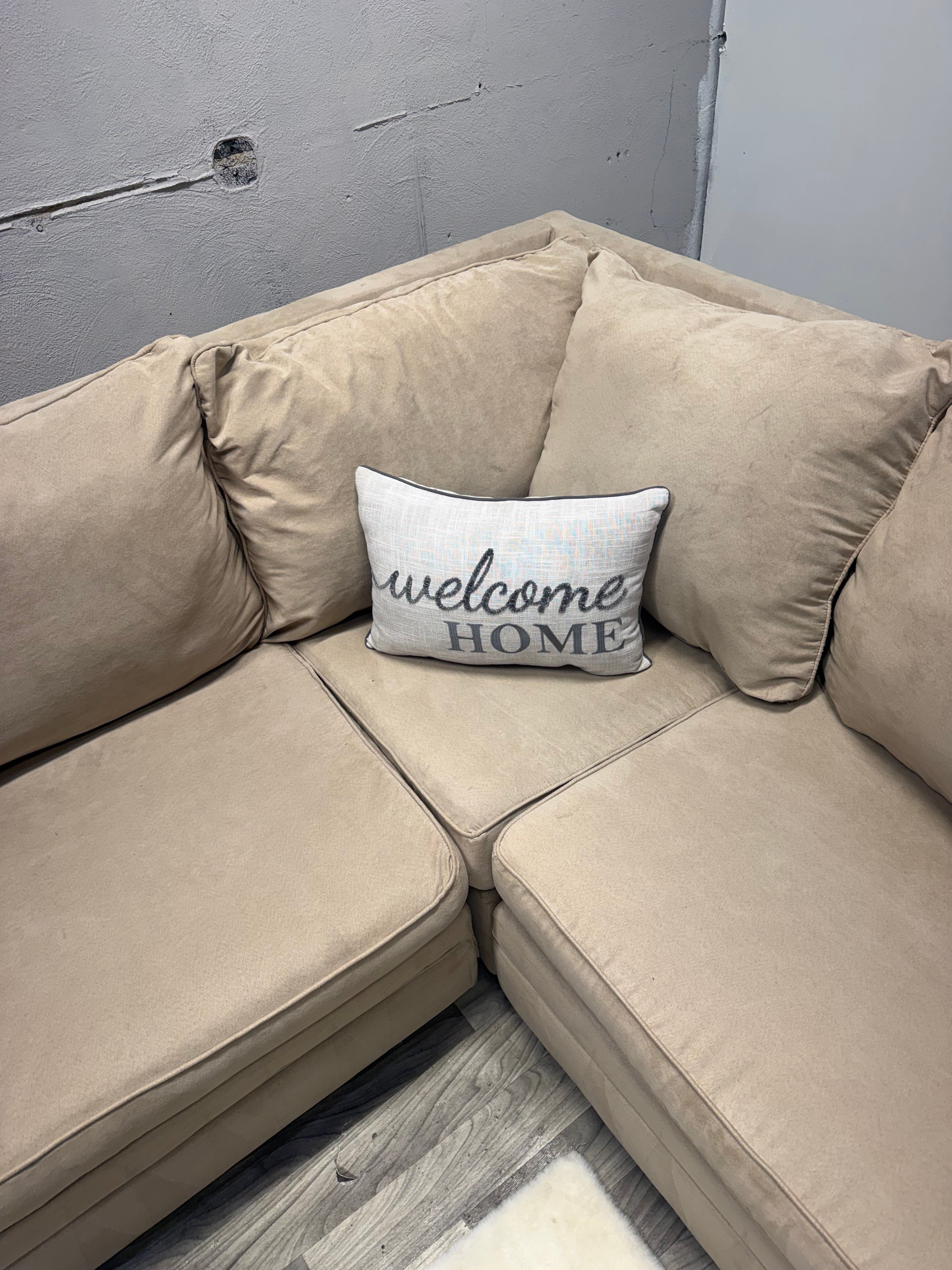 Bobs Furniture Tan 3 Piece Sectional Couch
