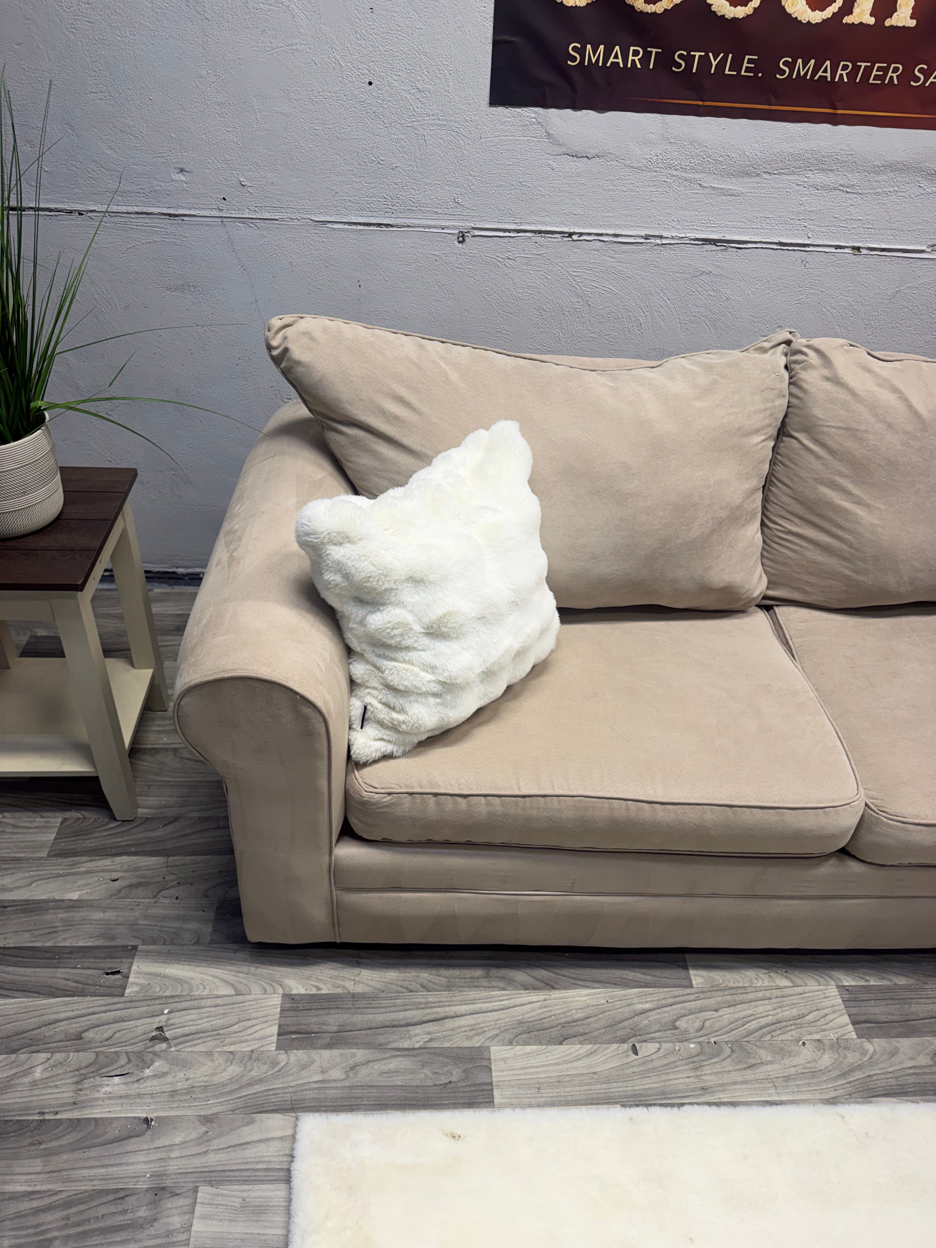 Bobs Furniture Tan 3 Piece Sectional Couch