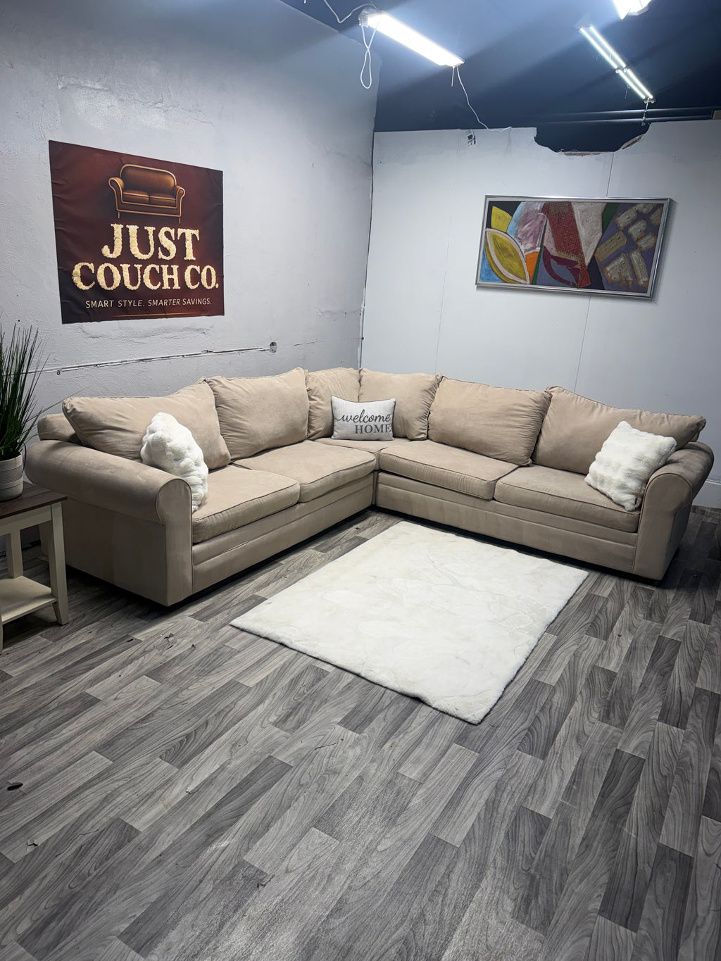 Bobs Furniture Tan 3 Piece Sectional Couch