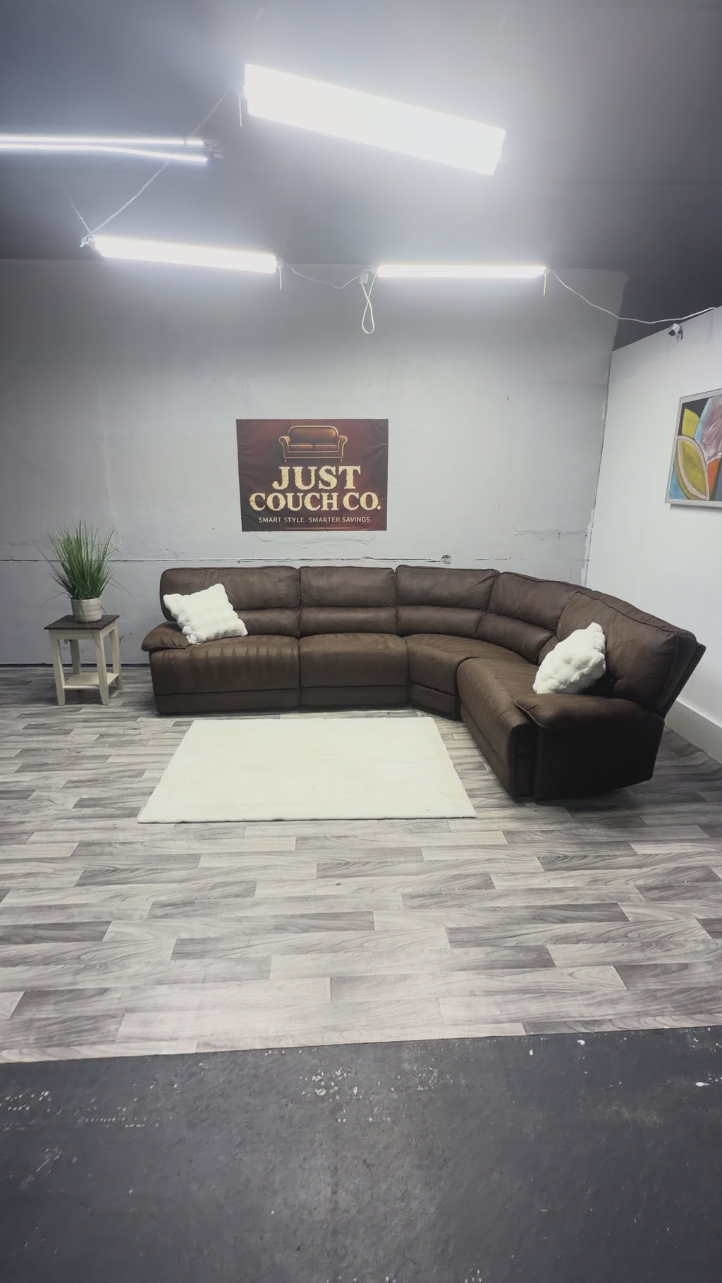 Raymour & Flanigan Brown Manual Reclining Sectional Couch