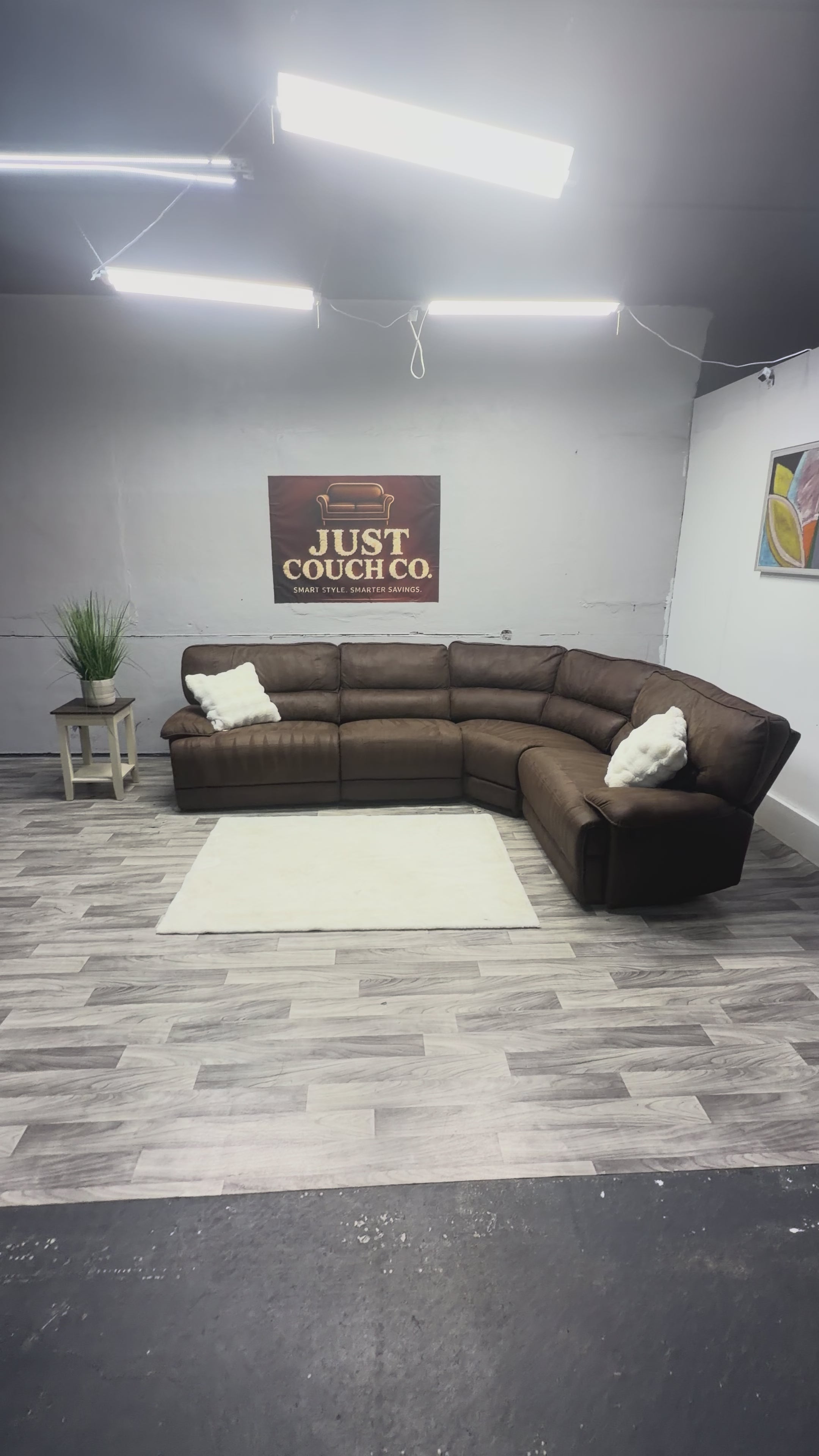 Raymour & Flanigan Brown Manual Reclining Sectional Couch