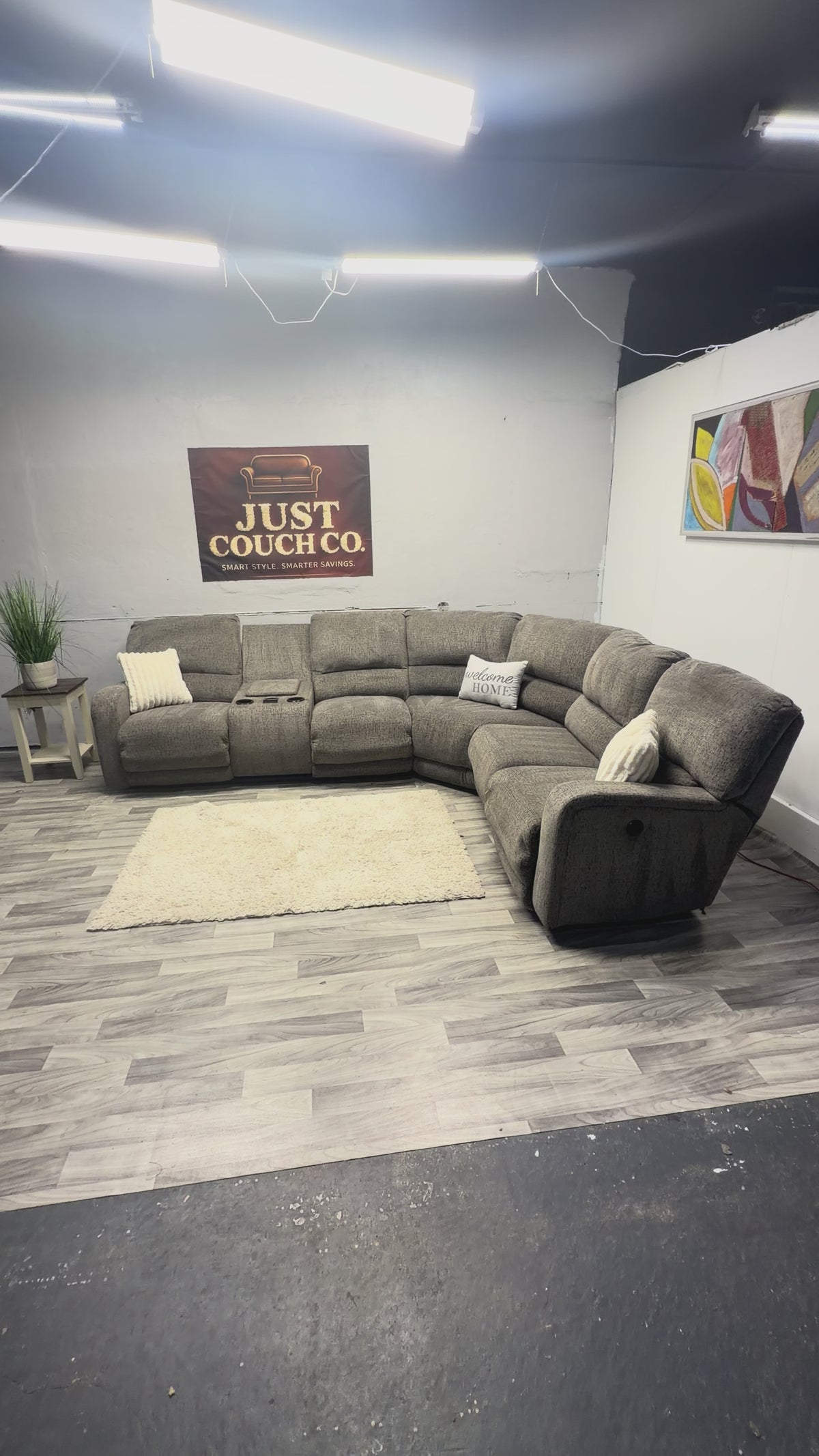 Ashley Furniture Gray Power Reclining Sectional Couch With Massage And Heat