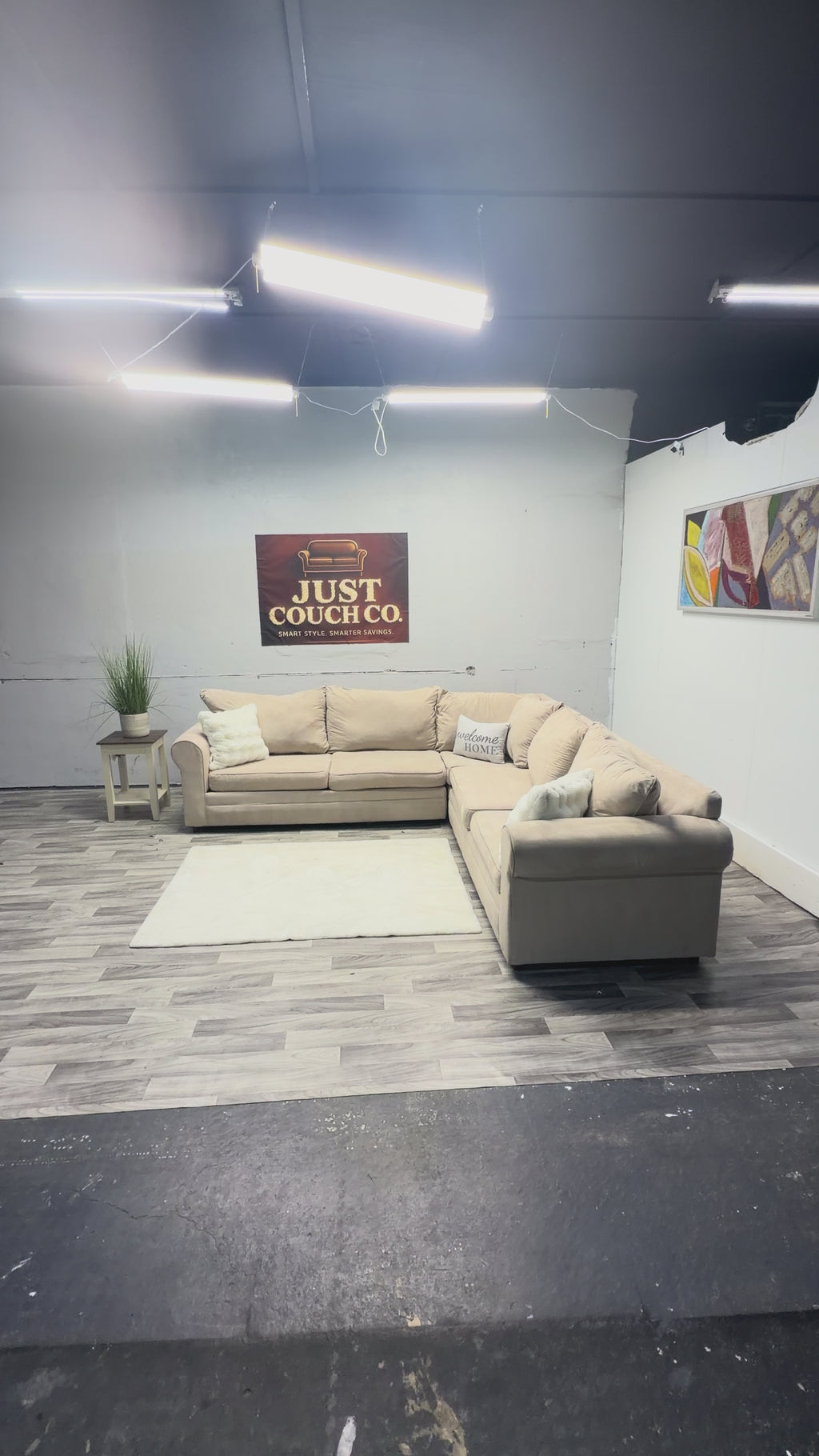 Bobs Furniture Tan 3 Piece Sectional Couch