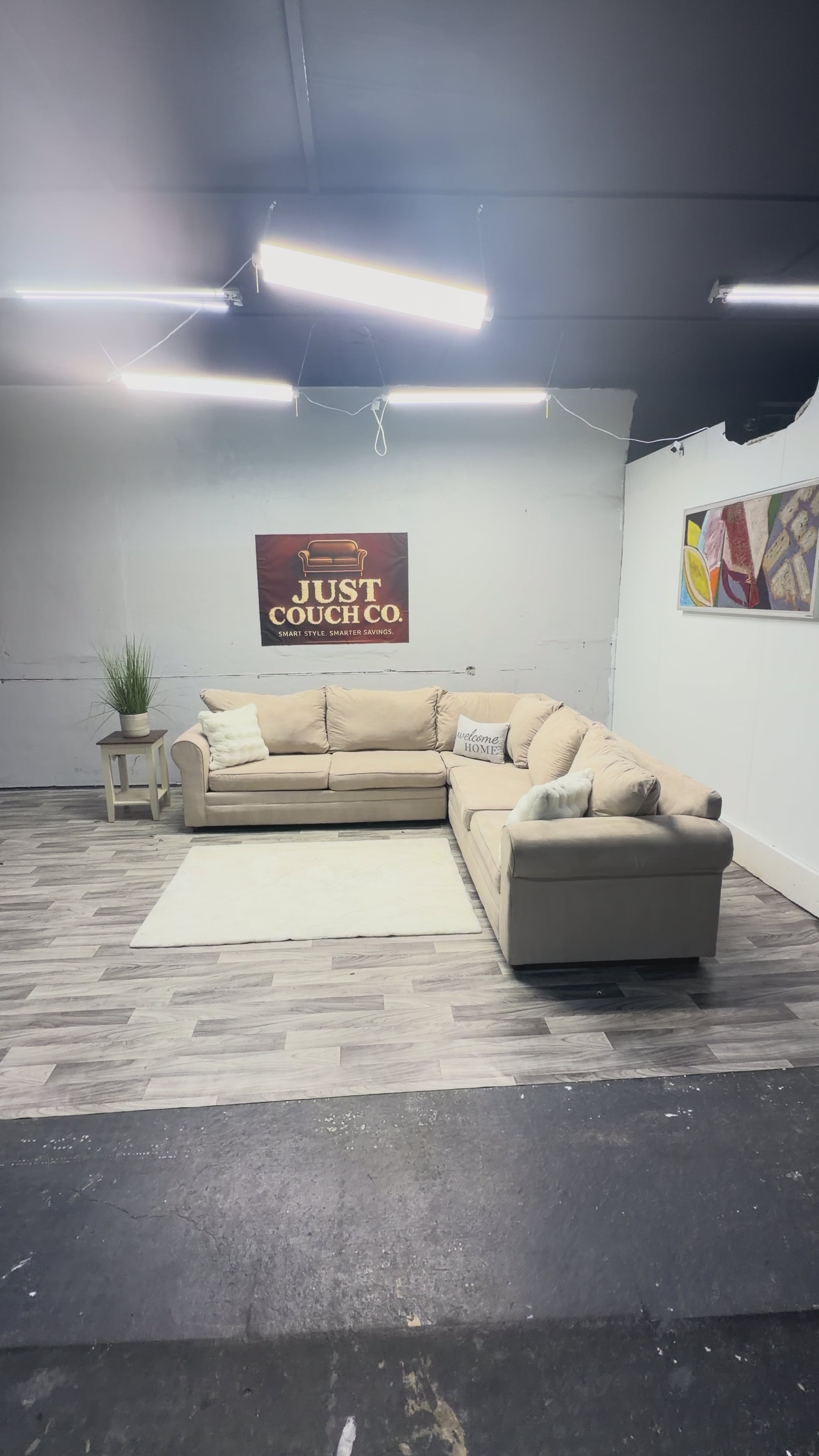 Bobs Furniture Tan 3 Piece Sectional Couch