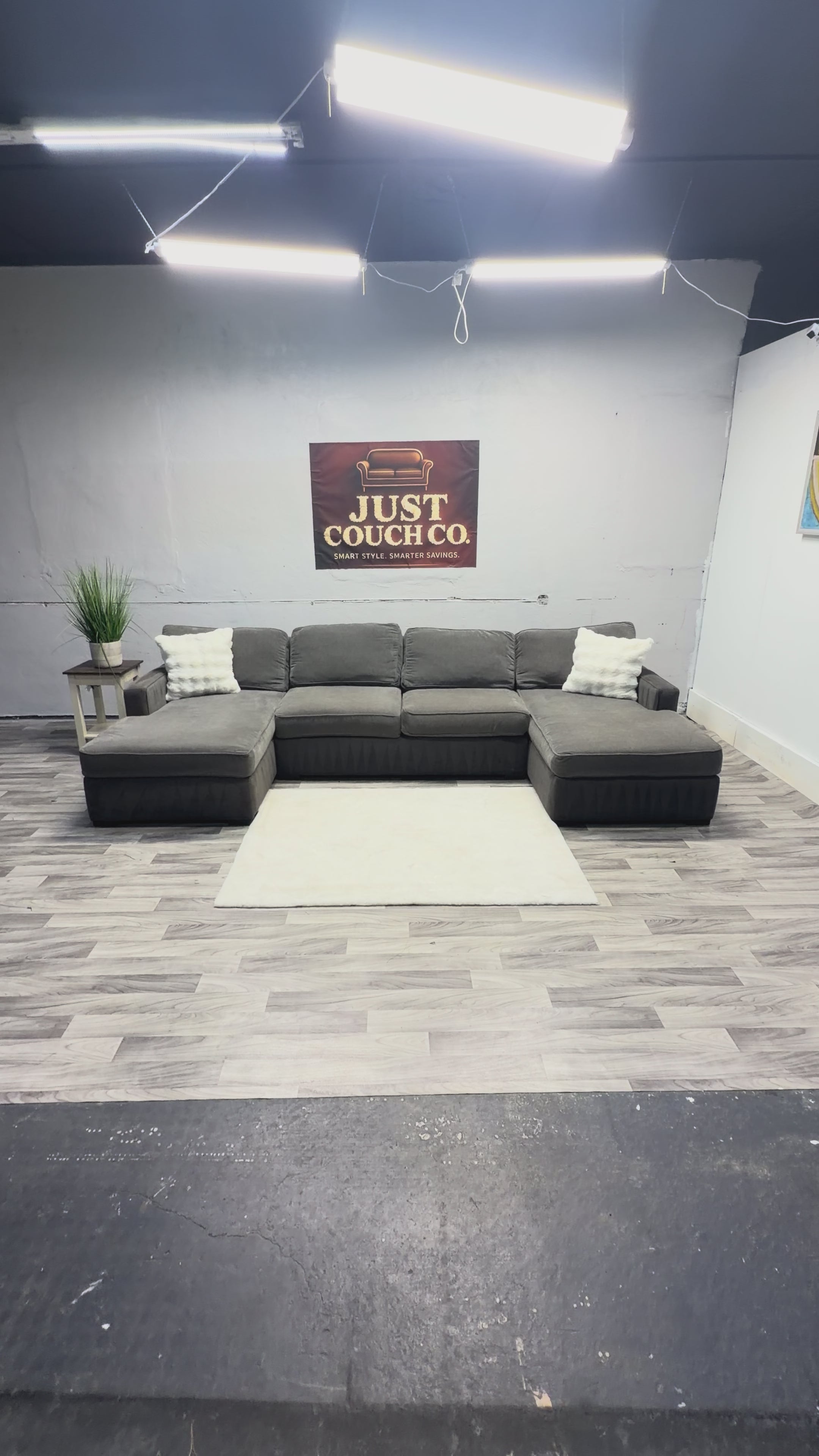 Raymour & Flanigan Gray Double Chase Sectional Couch