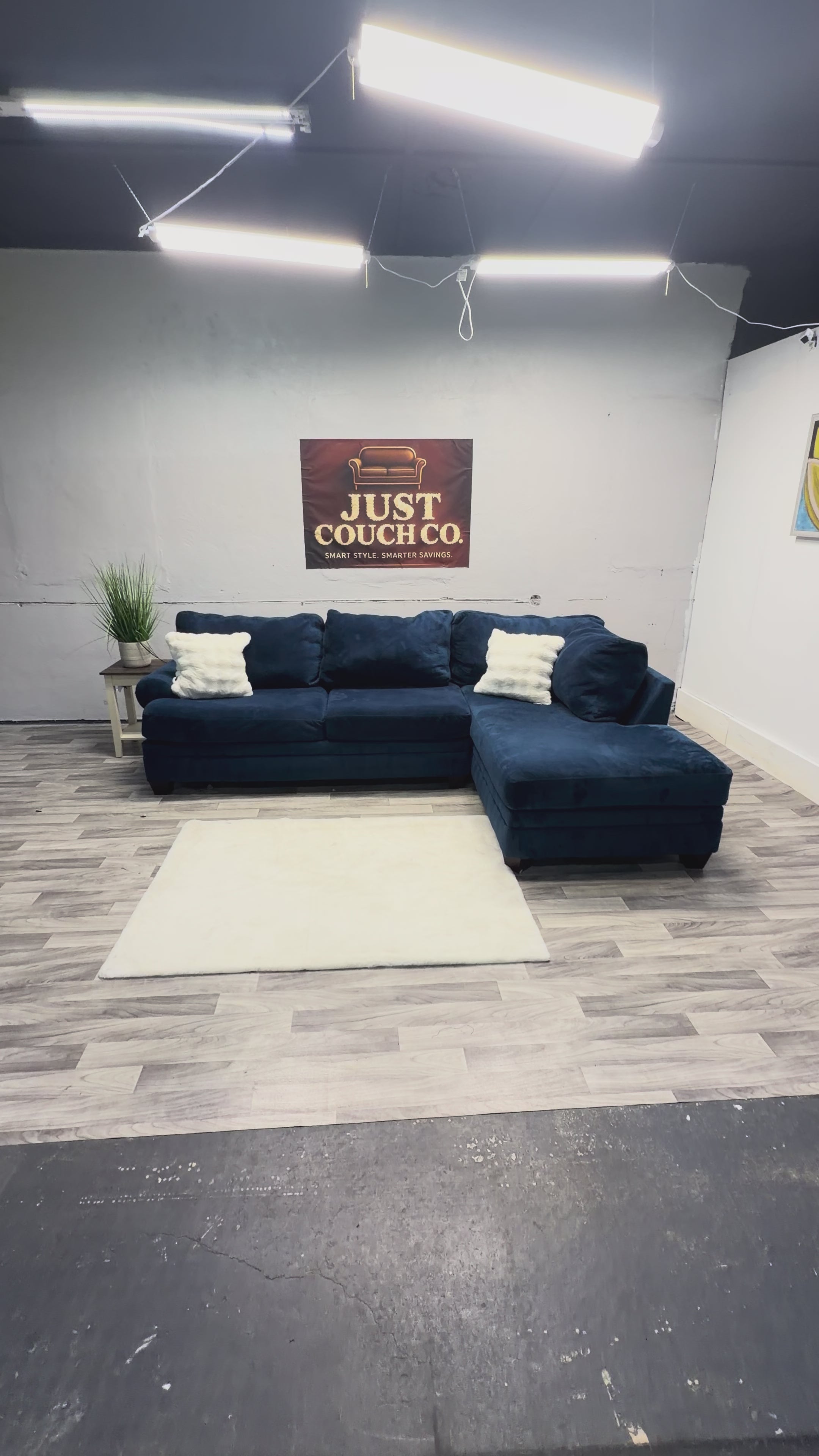 Blue 2 Piece Suede Sectional Couch